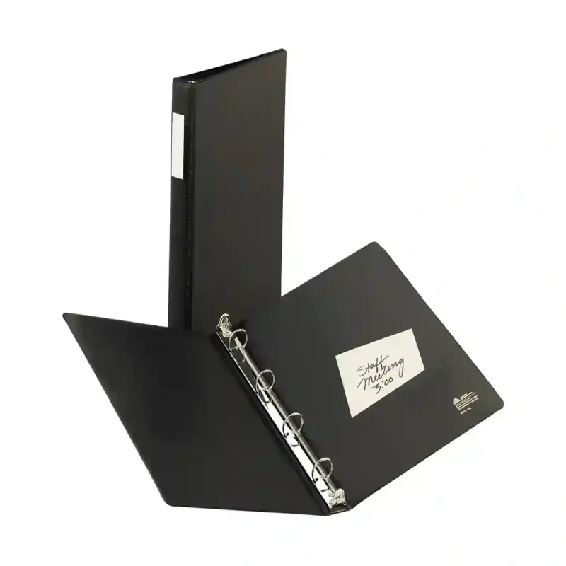Folder oficio/legal de cuatro anillos para uso frecuente, anillos redondos de 1", capacidad para 175 hojas, negro (6100)