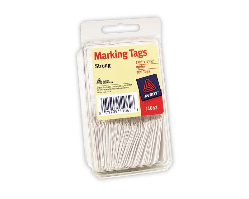 Avery® Etiquetas blancas para marcar, colgantes 2.8 x 4.4 cms, 100 etiquetas (11062)