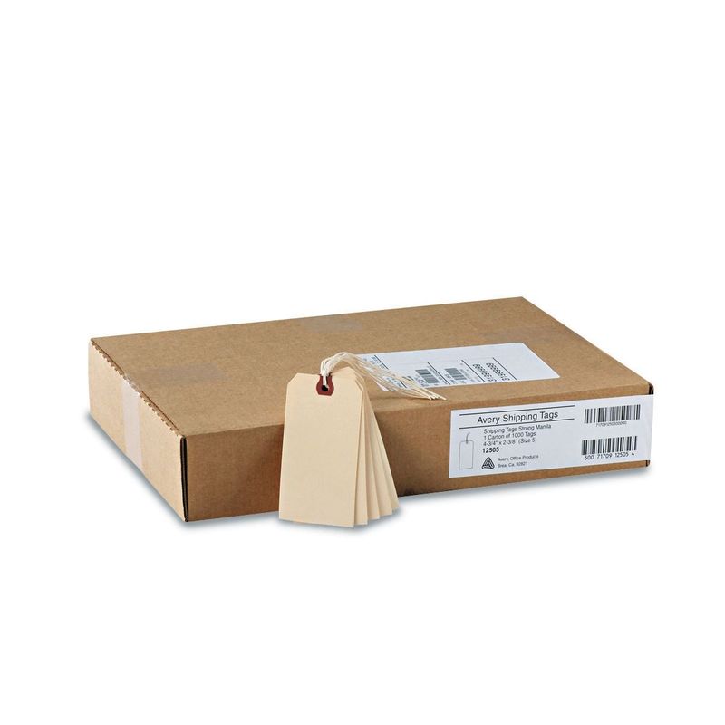 Avery® Etiquetas para envíos por correo, cartulina color manila, estilo colgante, 12.1 x 6 cms, 1,000 etiquetas (12505)