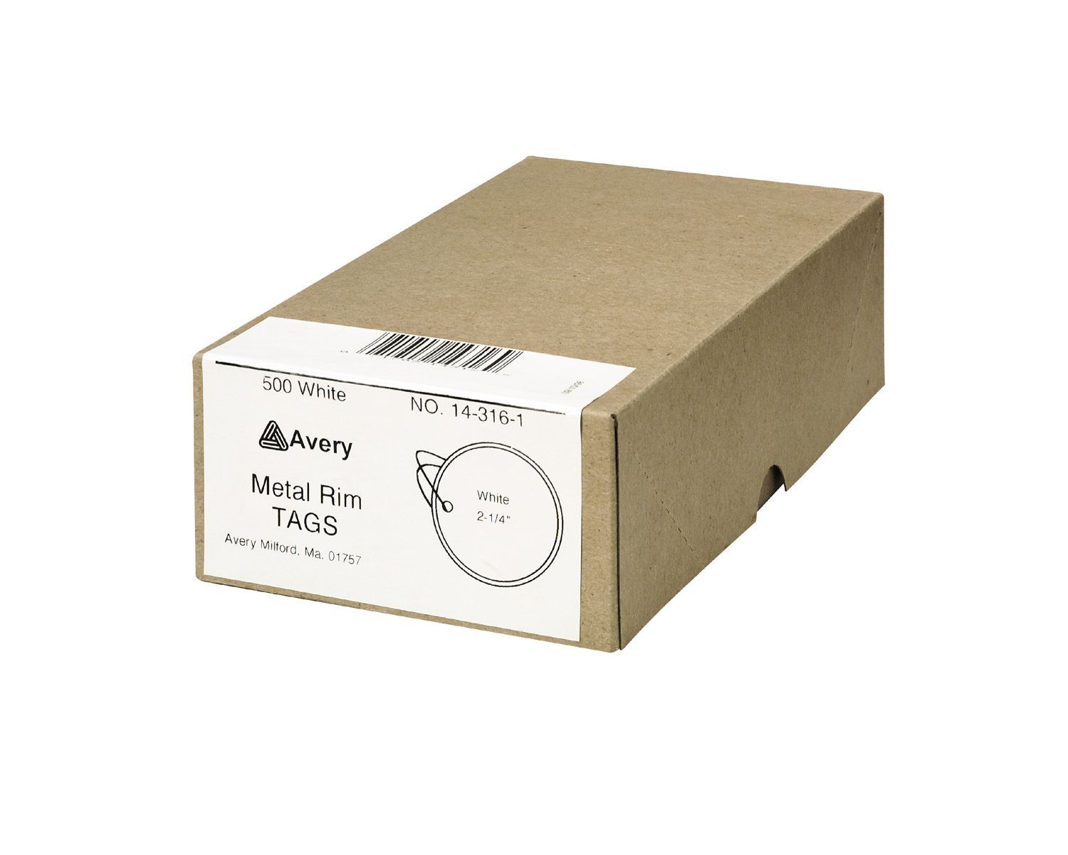 Avery® Etiquetas para llaves con borde de metal, etiqueta de 5.7 cms de diámetro, colgantes, blancas, 500 etiquetas (14316)