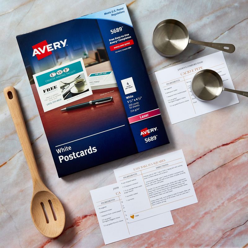 Avery® kit básico "Mi receta", juego de 8 separadores, 5 protectores de tarjetas de recetas con dos bolsillos, 10 protectores de hojas (19915)