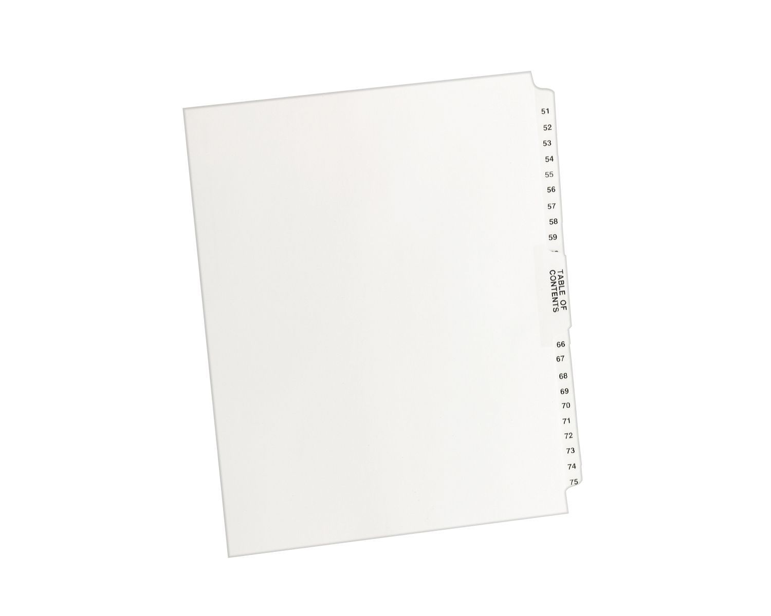 Avery® Separadores premium, tamaño carta, numeración 51-75, Set incluye tabla de contenido (11396)