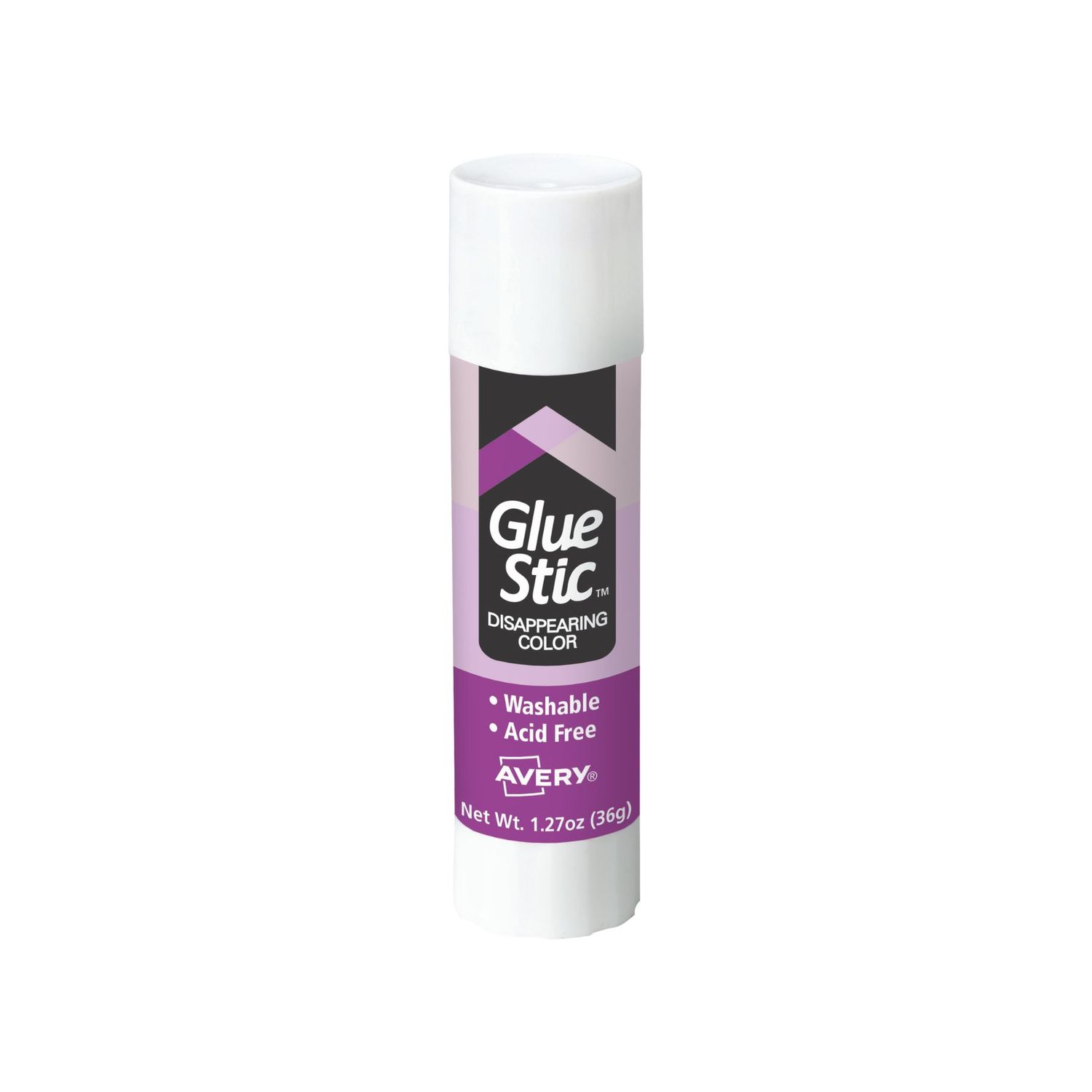 Avery® Pegante en barra Glue Stic™, color morado, lavable, no tóxico, adhesivo permanente, 1,27 onzas, 1 barra (00226)