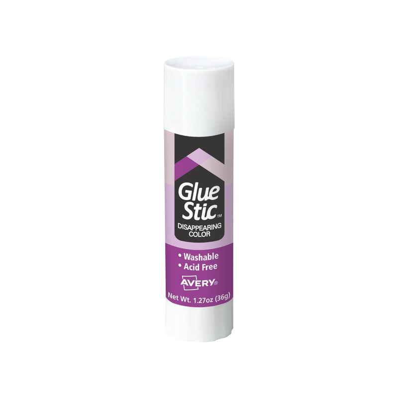 Avery® Pegante en barra Glue Stic™, color morado, lavable, no tóxico, adhesivo permanente, 1,27 onzas, 1 barra (00226)
