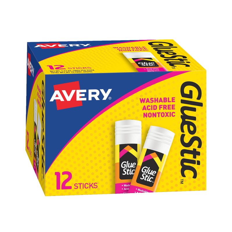 Avery® Pegante en barra Glue Stic™, lavable, no tóxico, adhesivo permanente, 1,27 onzas, 1 barra (00196)