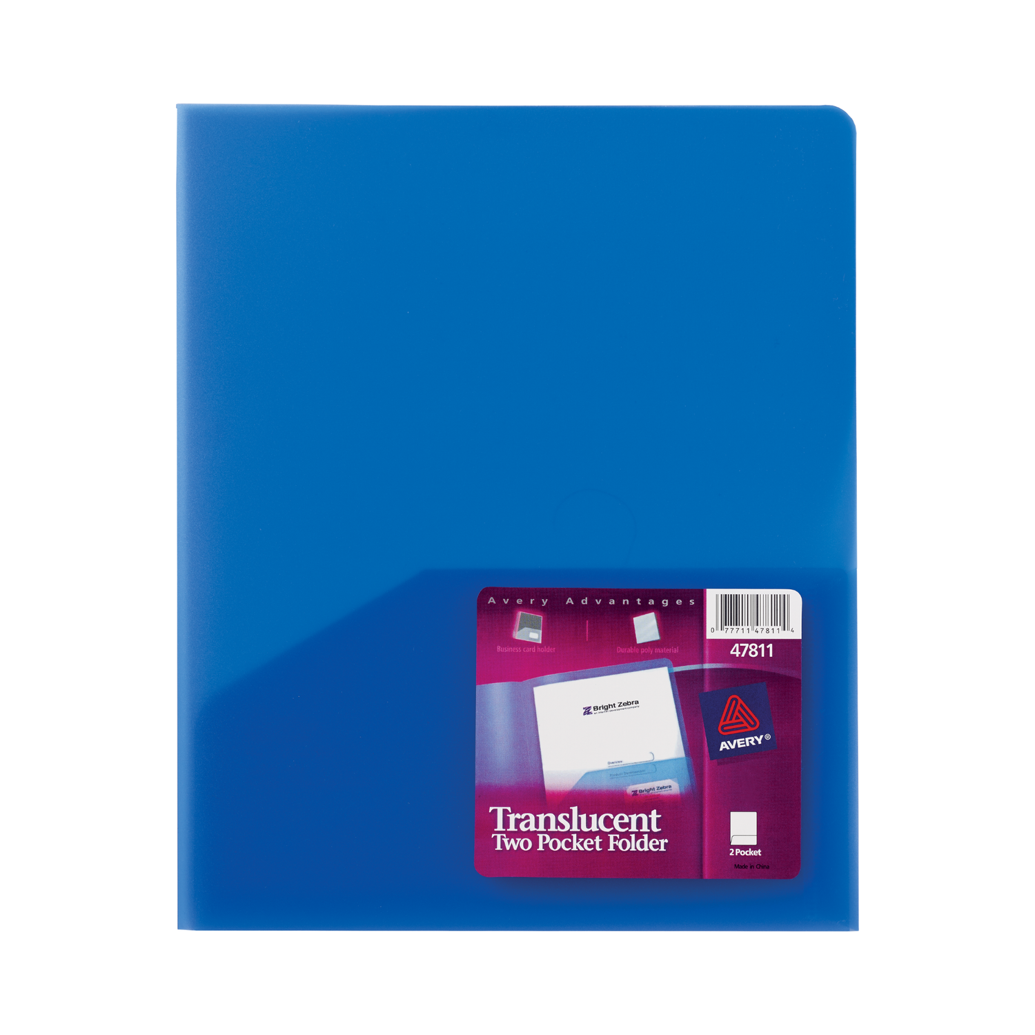 Avery® Carpeta translúcida con dos bolsillos, resistente al agua, con capacidad para 20 hojas, 1 carpeta azul (47811)