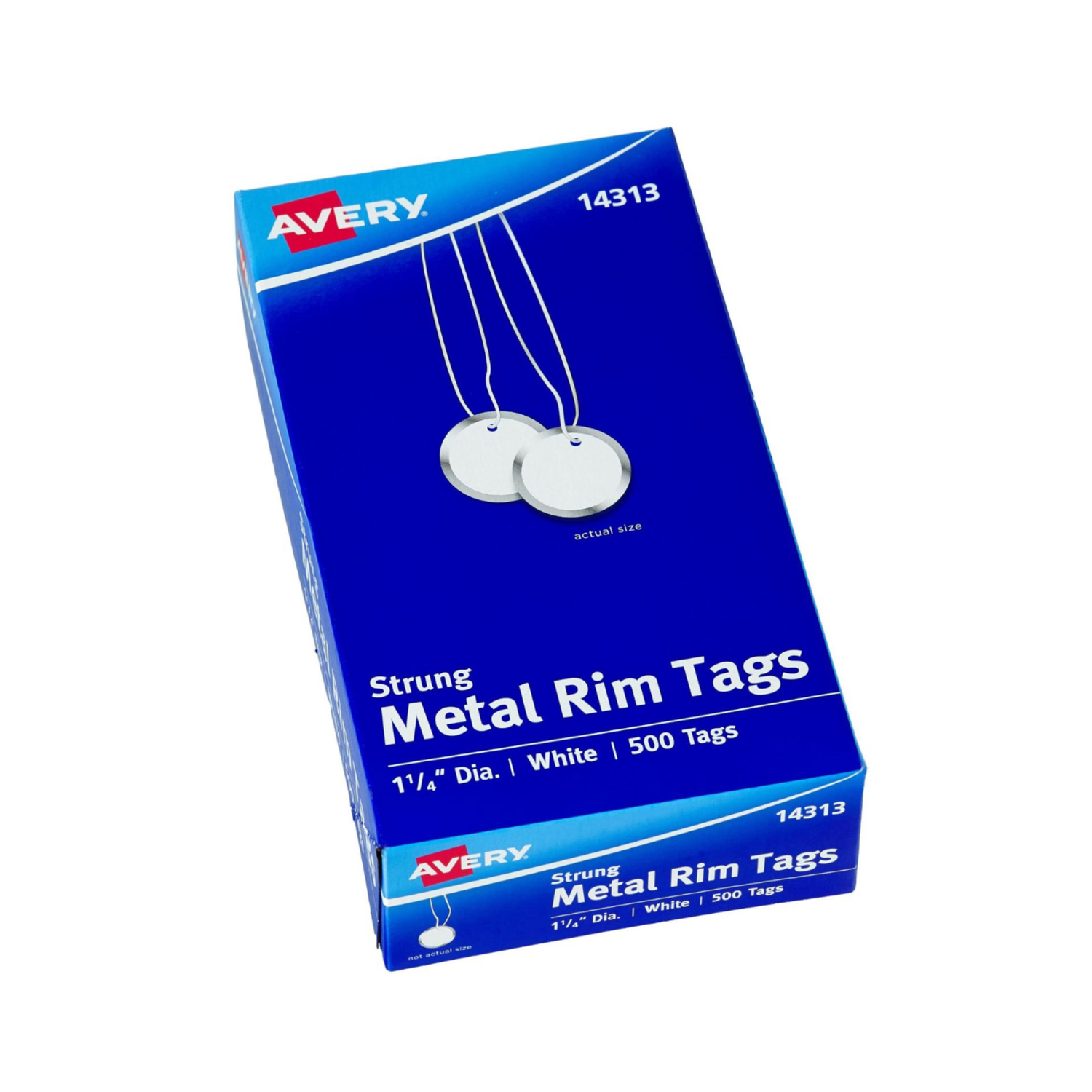Avery® Etiquetas para llaves con borde de metal, etiqueta de 3.2 cms de diámetro, para colgar, blancas, 500 etiquetas (14313)