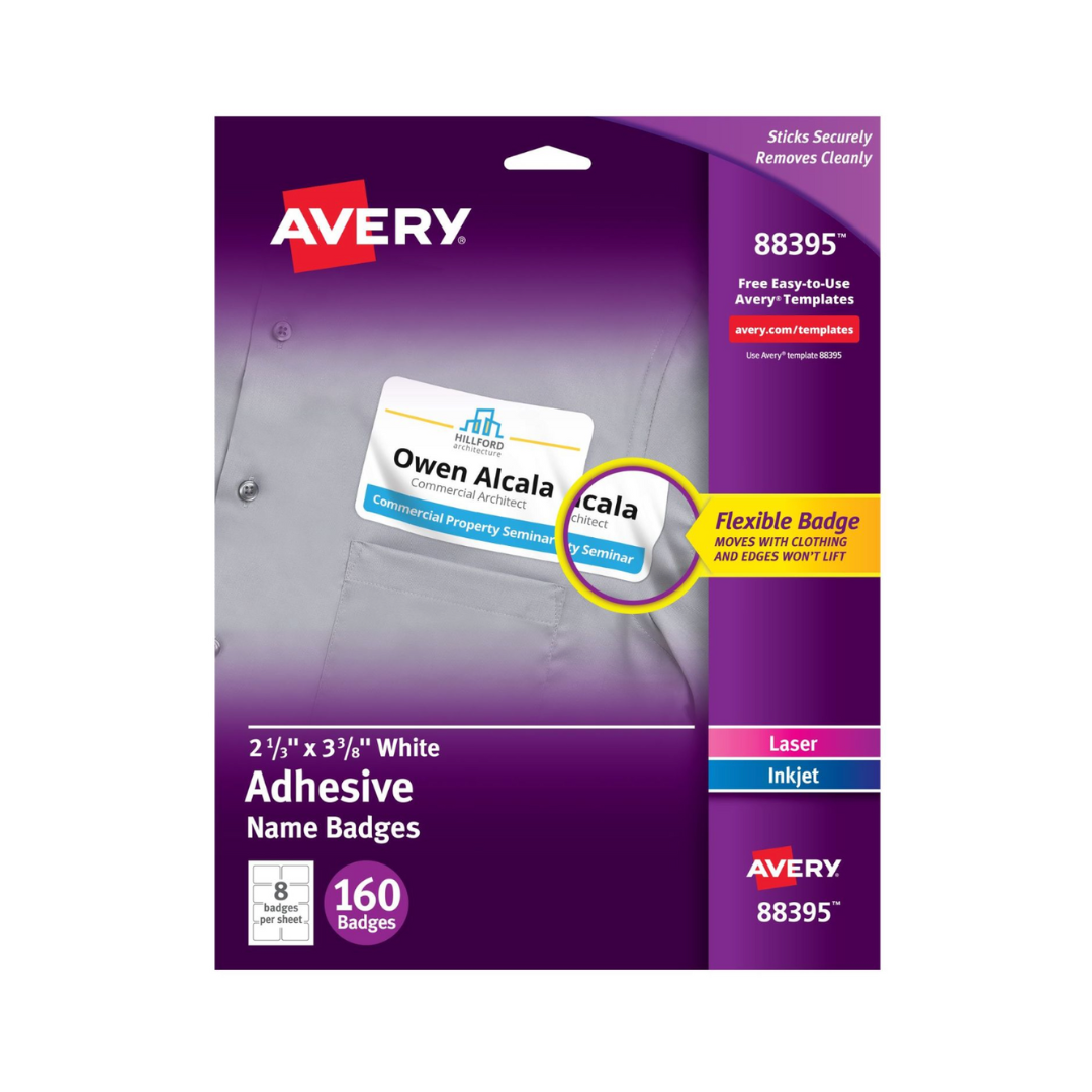 Avery® Insignias adhesivas , 8.6 x 5.9 cms, 160 distintivos (8395)