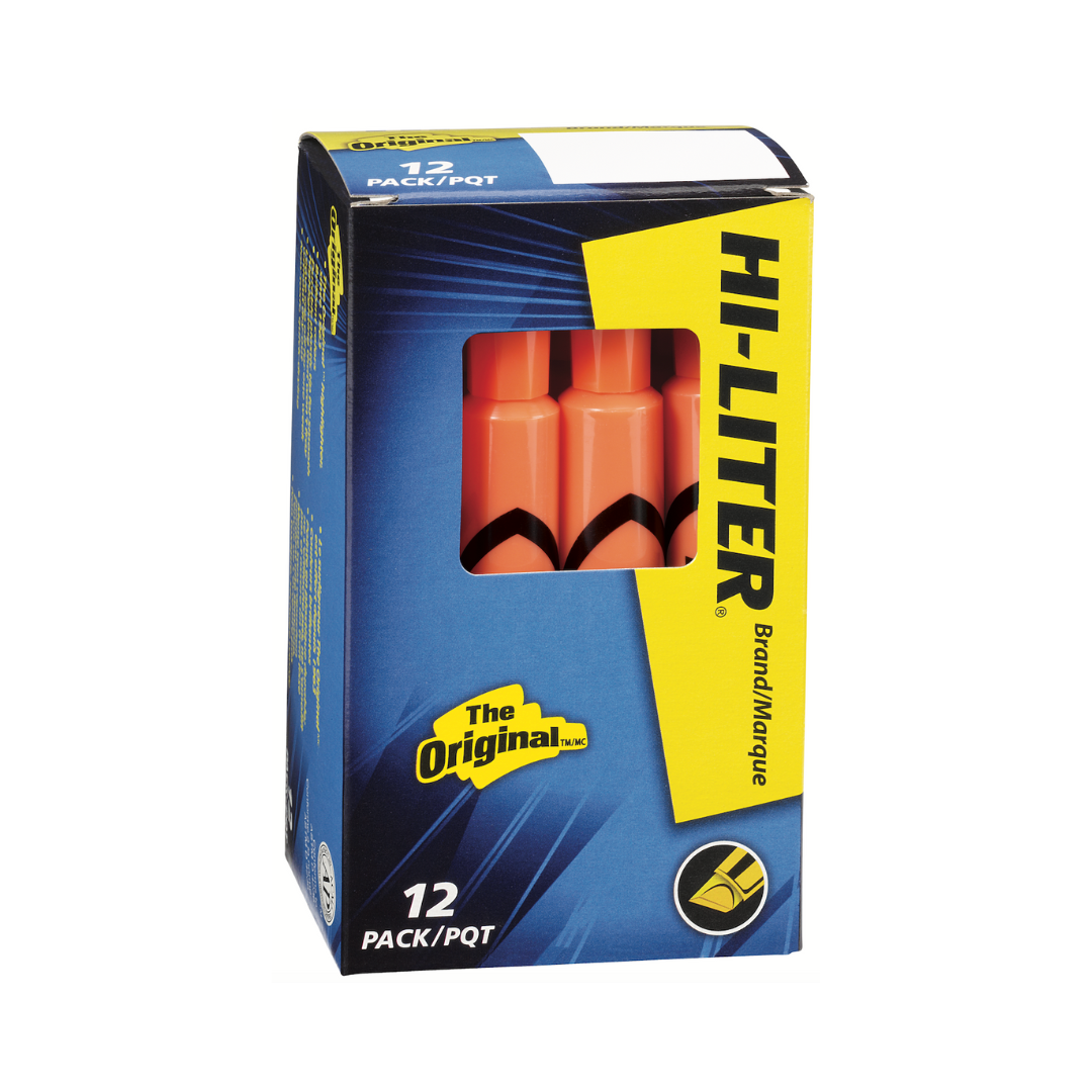 Avery® Resaltador Hi-Liter®, estilo regular de escritorio, naranja fluorescente, a prueba de manchas, no tóxico, 1 resaltador (24050)