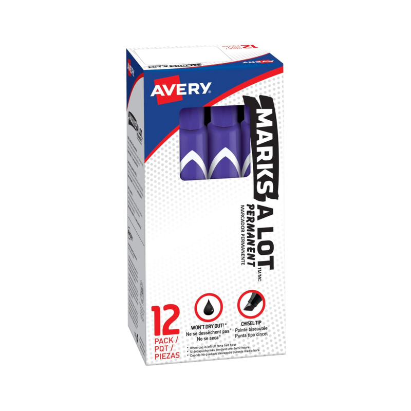 Avery® Marcador Permanente Marks-A-Lot, tamaño grande estilo escritorio, punta biselada, 1 marcador morado (08884)