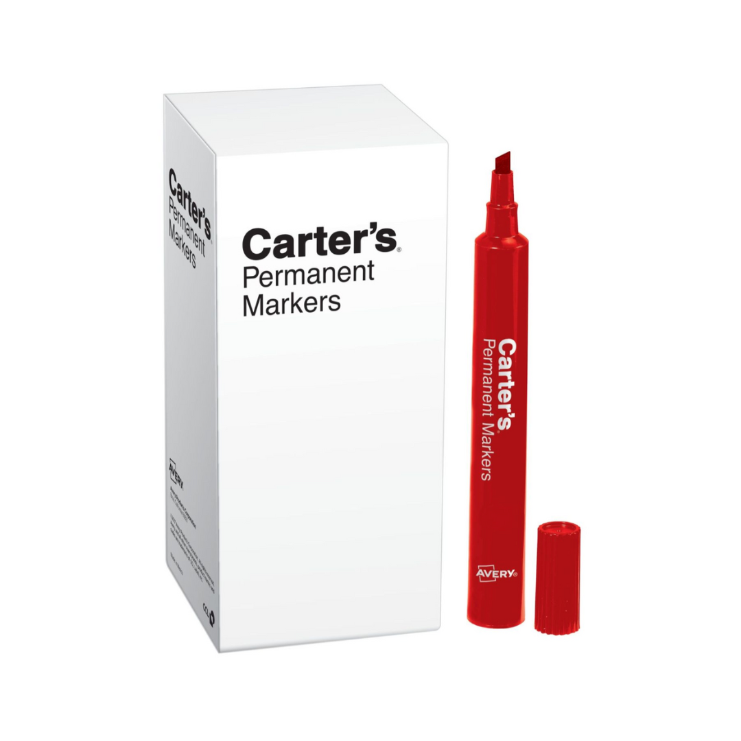 Avery® Marcador permanente Carter's, tamaño grande estilo escritorio, punta de bisel, 1 marcador rojo (27177)