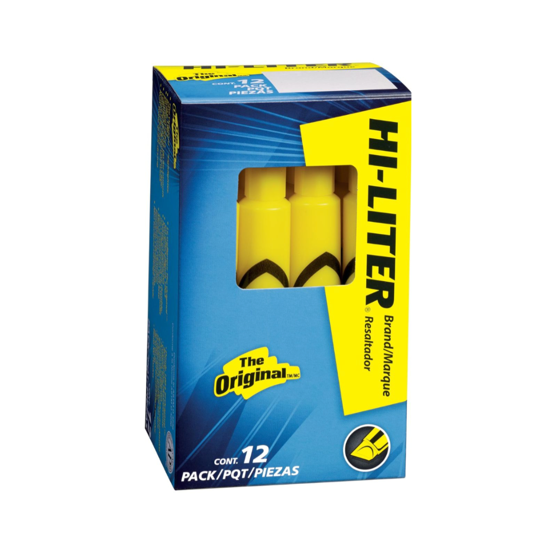 Avery® Resaltador Hi-Liter®, estilo regular de escritorio, color amarillo, a prueba de manchas, no tóxico, 1 resaltador (07742)