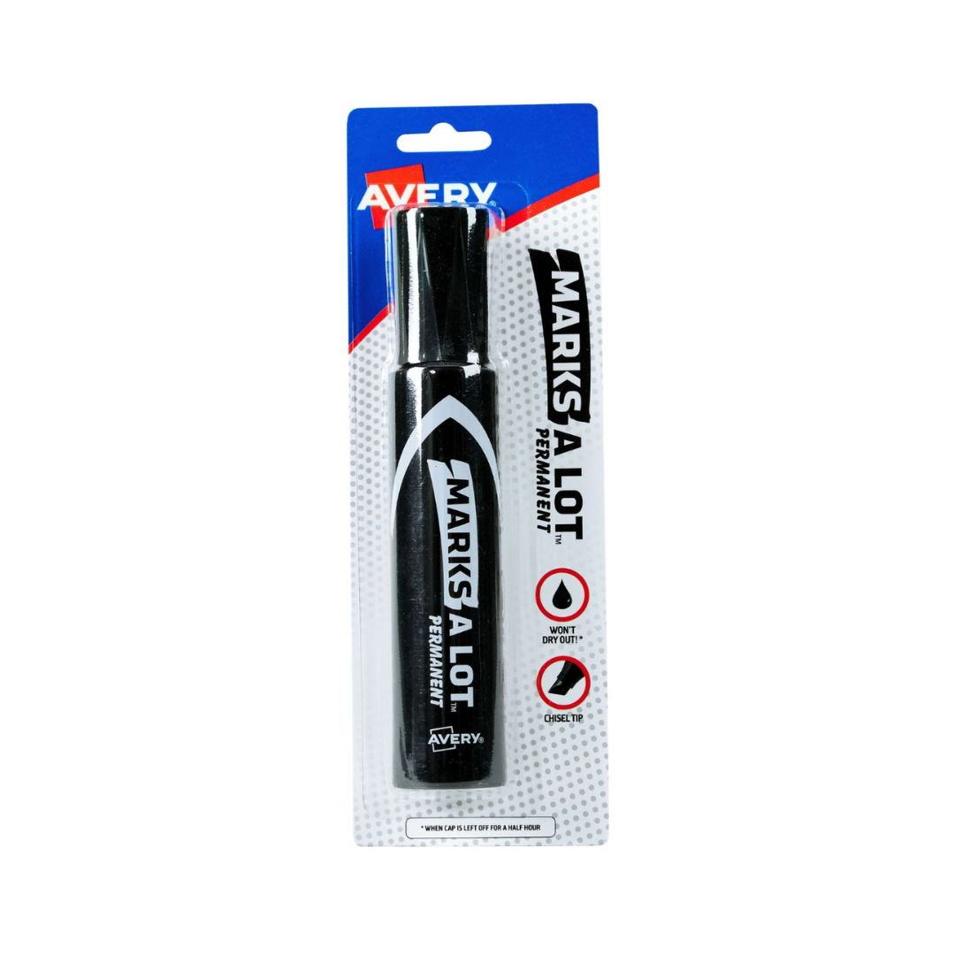 Avery® Marcador permanente Avery Marks-A-Lot, tamaño jumbo de escritorio, punta biselada, 1 marcador negro (24138)