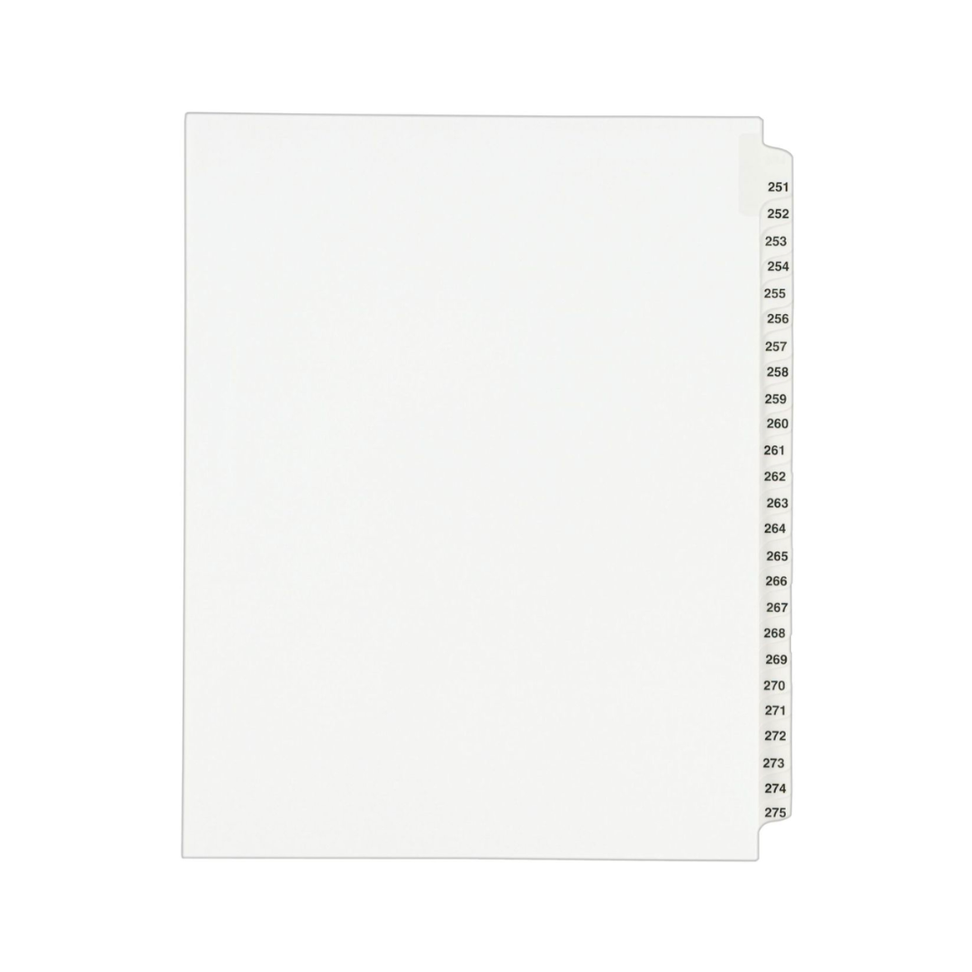 Avery® Separadores legales individuales, tamaño carta, set de 251 a 275 (01340)