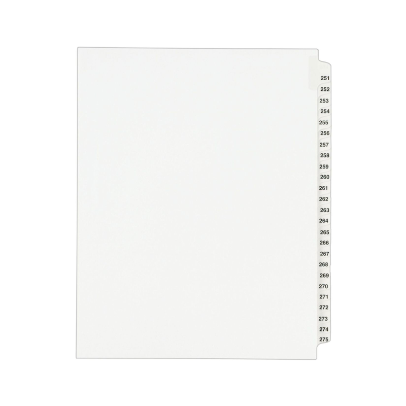 Avery® Separadores legales individuales, tamaño carta, set de 251 a 275 (01340)