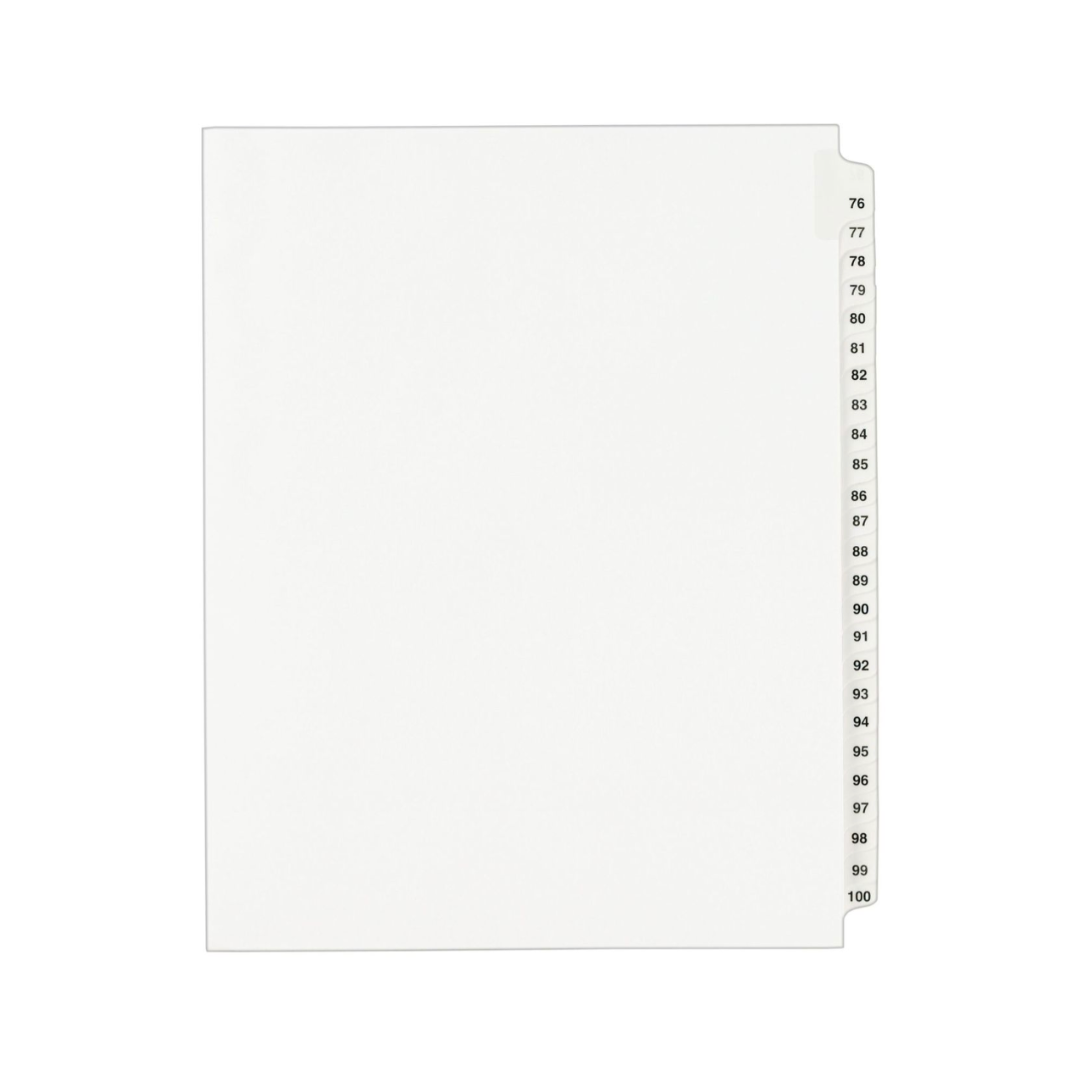 Avery® Separadores intercalados estándar,  tamaño carta, set de 76 - 100 (1333)