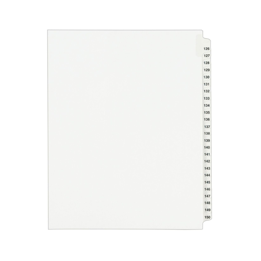 Avery® Separadores estándar enumerados,  tamaño carta, set de 126-150  (1335)