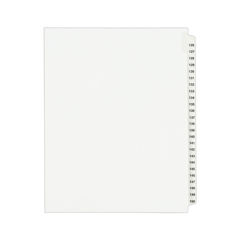 Avery® Separadores estándar enumerados,  tamaño carta, set de 126-150  (1335)
