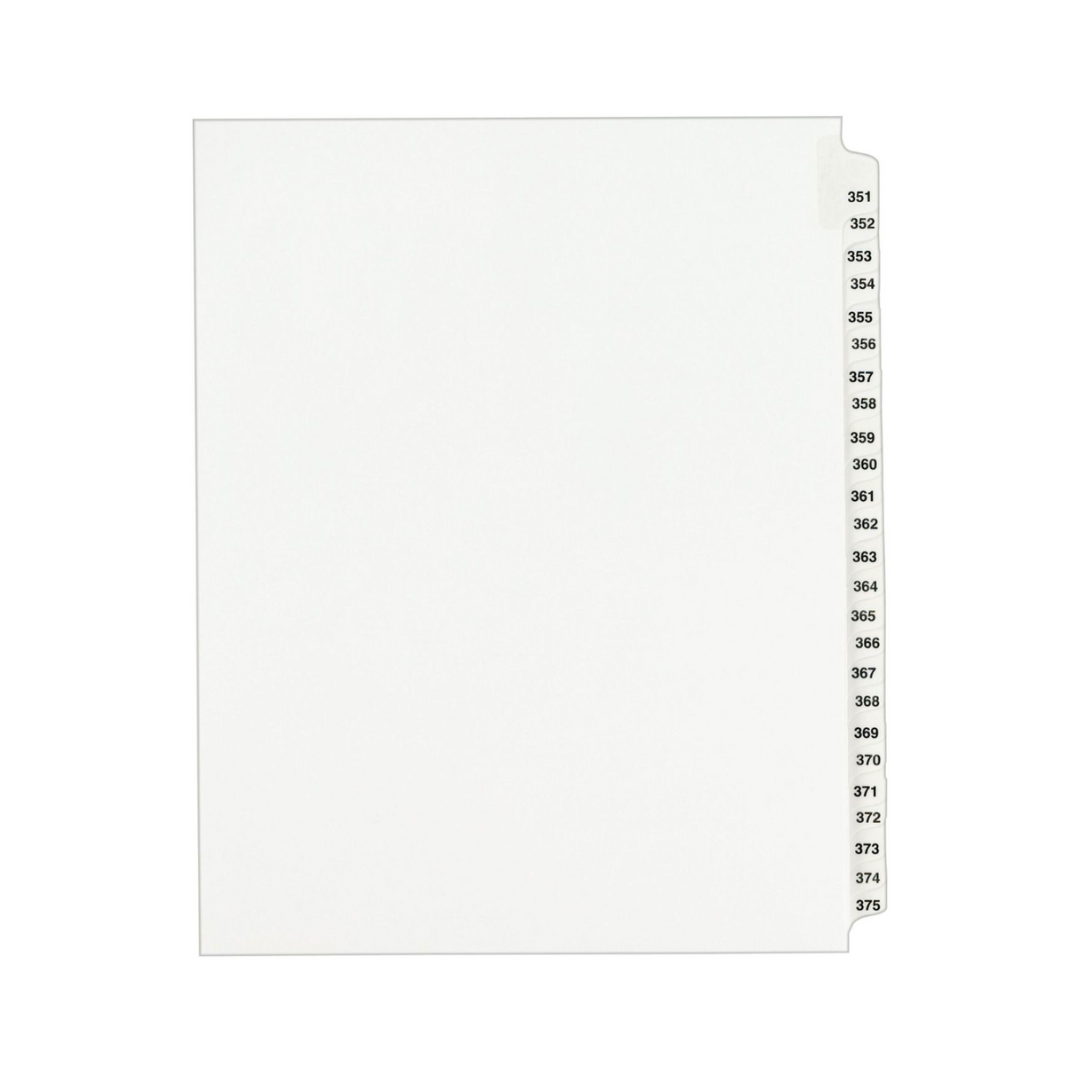 Avery® Separadores legales individuales, tamaño carta, set de 351 a 375 (01344)