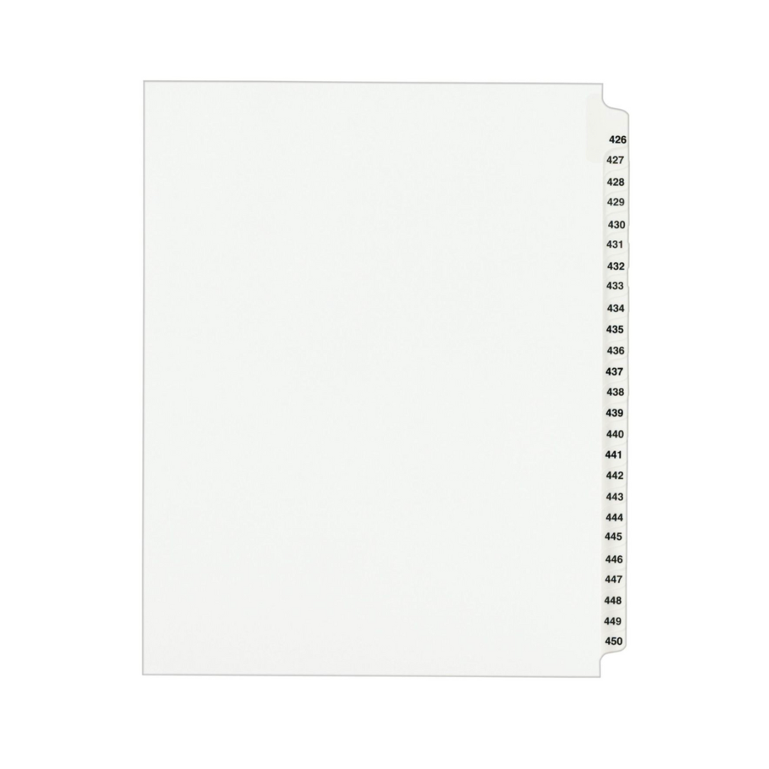 Avery® Separadores legales individuales, tamaño carta, set de 426 a 450 (01347)