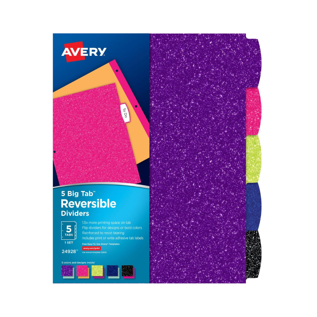 Avery® Big Tab™ Separadores para usar por los dos lados, 5 separadores por set, multicolor (24928)