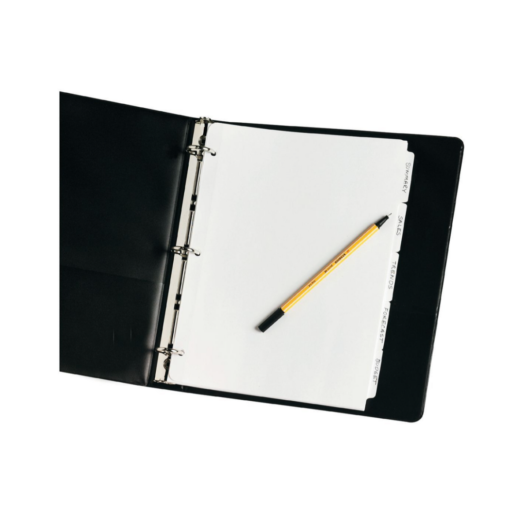 Avery® Separadores escritura y borrado con pestañas simples, 5 separadores por set, 36 sets (11506)