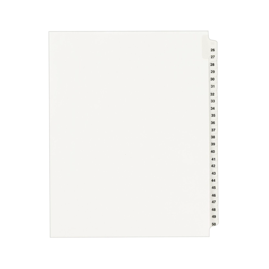 Avery® Separadores estándar enumerados,  tamaño carta, set de 51-75  (1332)