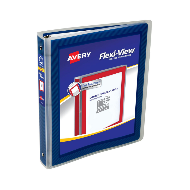 Folder Flexi® para personalizar, ™ negro, anillos redondos de 1", capacidad para 175 hojas, (17685)