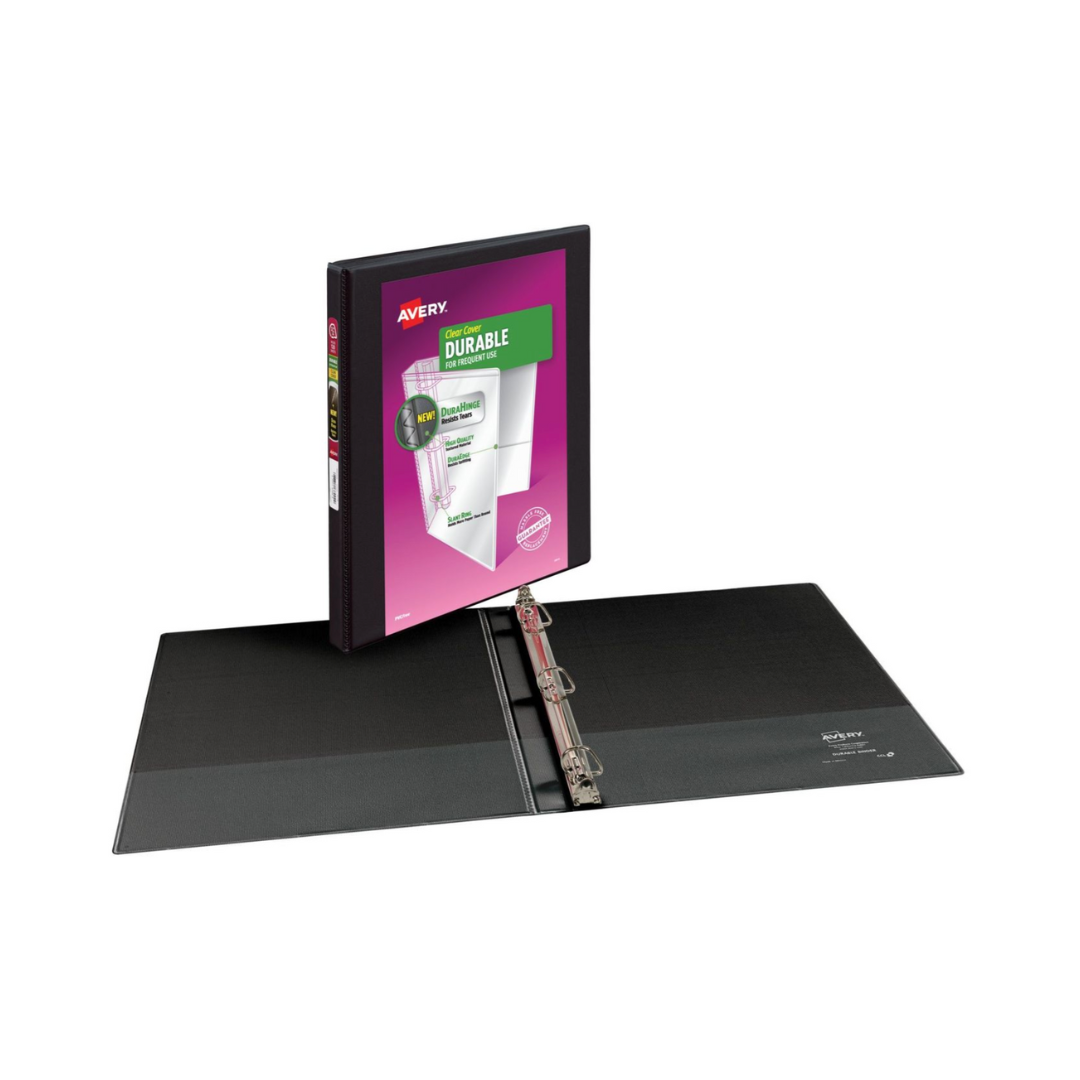 Folder para personalizar  Durable, negro, anillos inclinados de 0.5", capacidad para 120 hojas, DuraHinge  (17001)