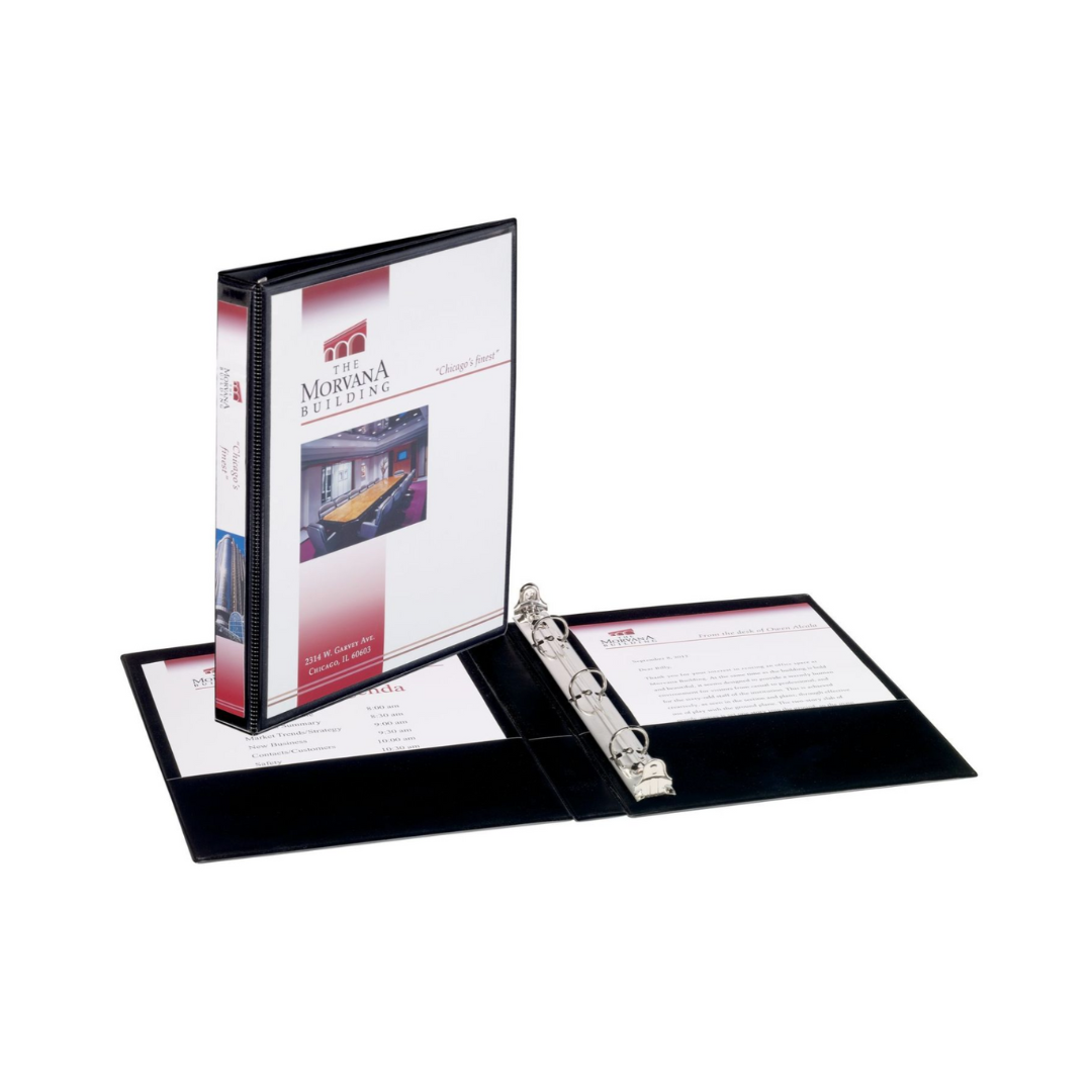 Folder para personalizar,, Mini Durable, negro, anillos redondos de 0.5", capacidad para 100 hojas, 13,9 x 21,5cms (27725)