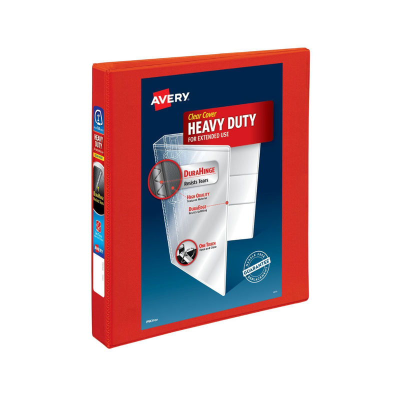 Folder de alta resistencia para personalizar,  rojo, anillos de un toque de 1", capacidad para 275 hojas, DuraHinge™ (79170)