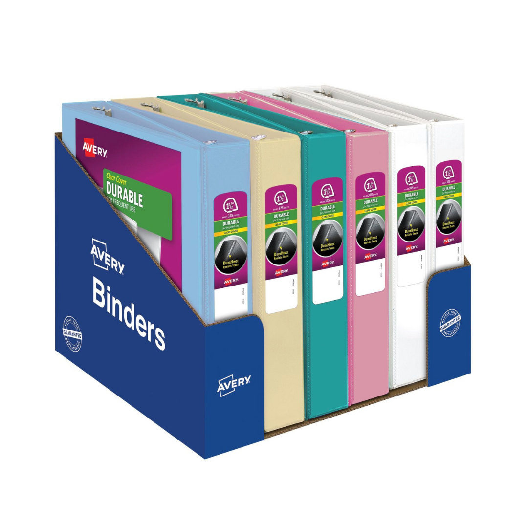 Folder Durable colores surtidos, anillos inclinados de 1.5", capacidad para 375 hojas, (17028)
