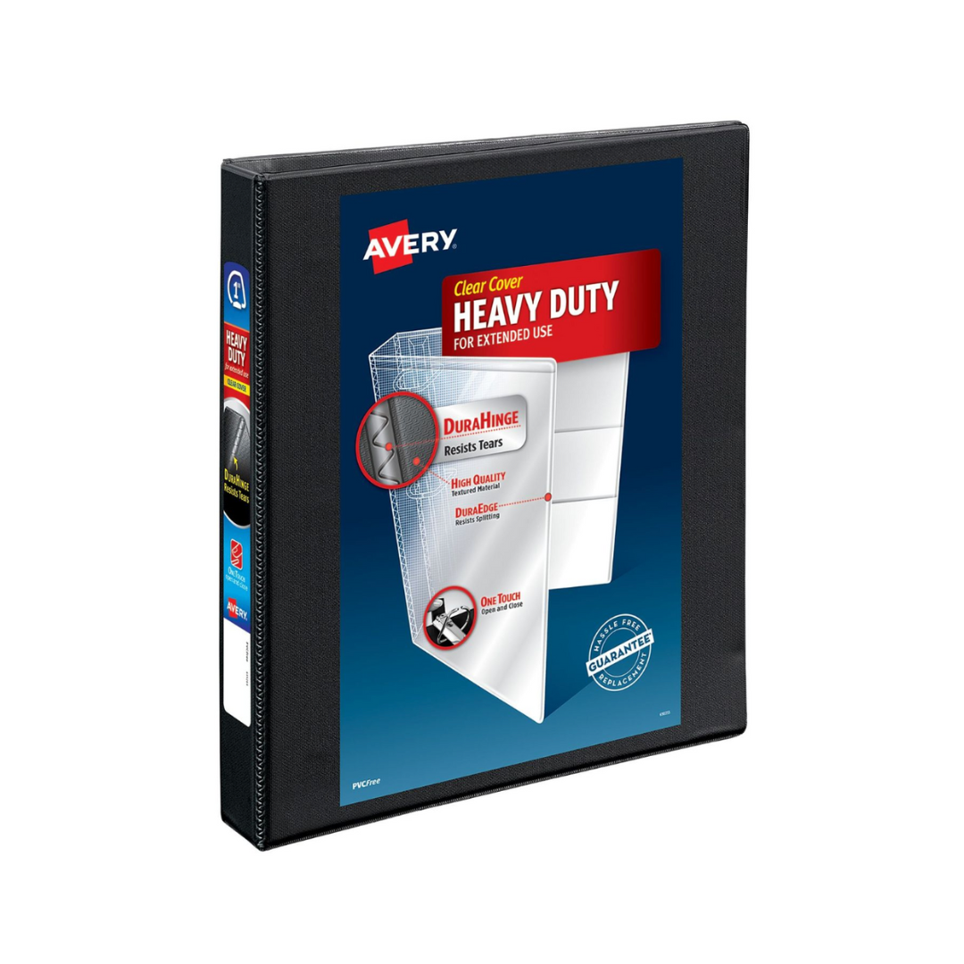 Folder de alta resistencia para personalizar,  negro, anillos un solo toque EZD® de 1", capacidad 250 hojas (05300)
