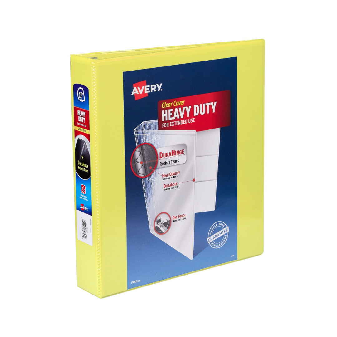 Folder de alta resistencia para personalizar, amarillo, anillos inclinados de 1,5", capacidad 375 hojas (79835)