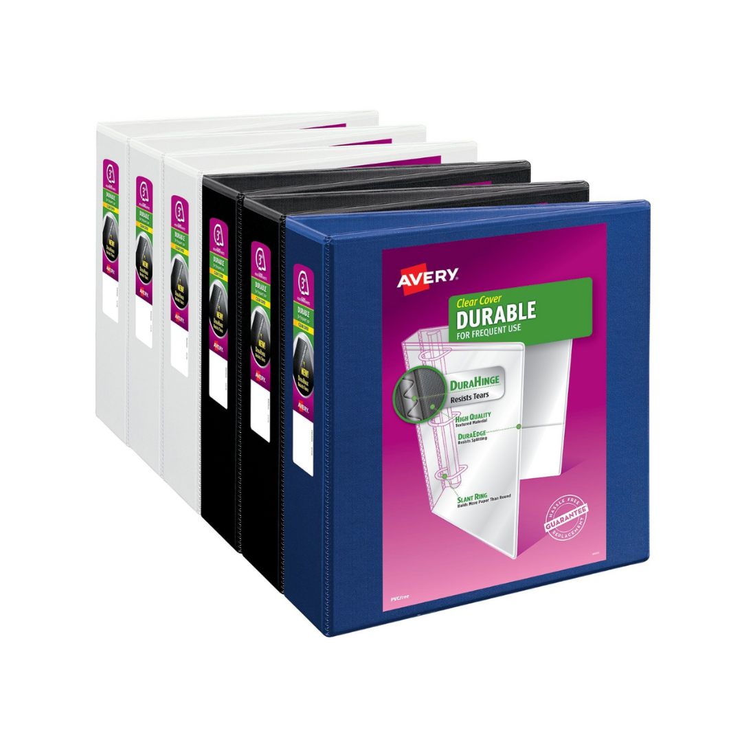 Folder Durable para personalizar,, colores surtidos, anillos inclinados de 3", capacidad para 635 hojas (17048)