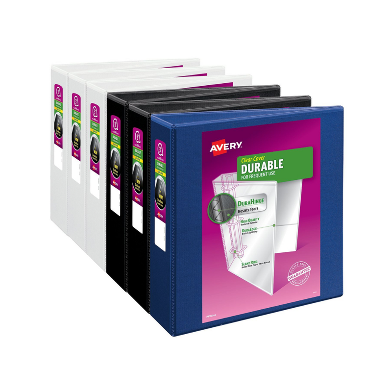 Folder Durable para personalizar,, colores surtidos, anillos inclinados de 3", capacidad para 635 hojas (17048)