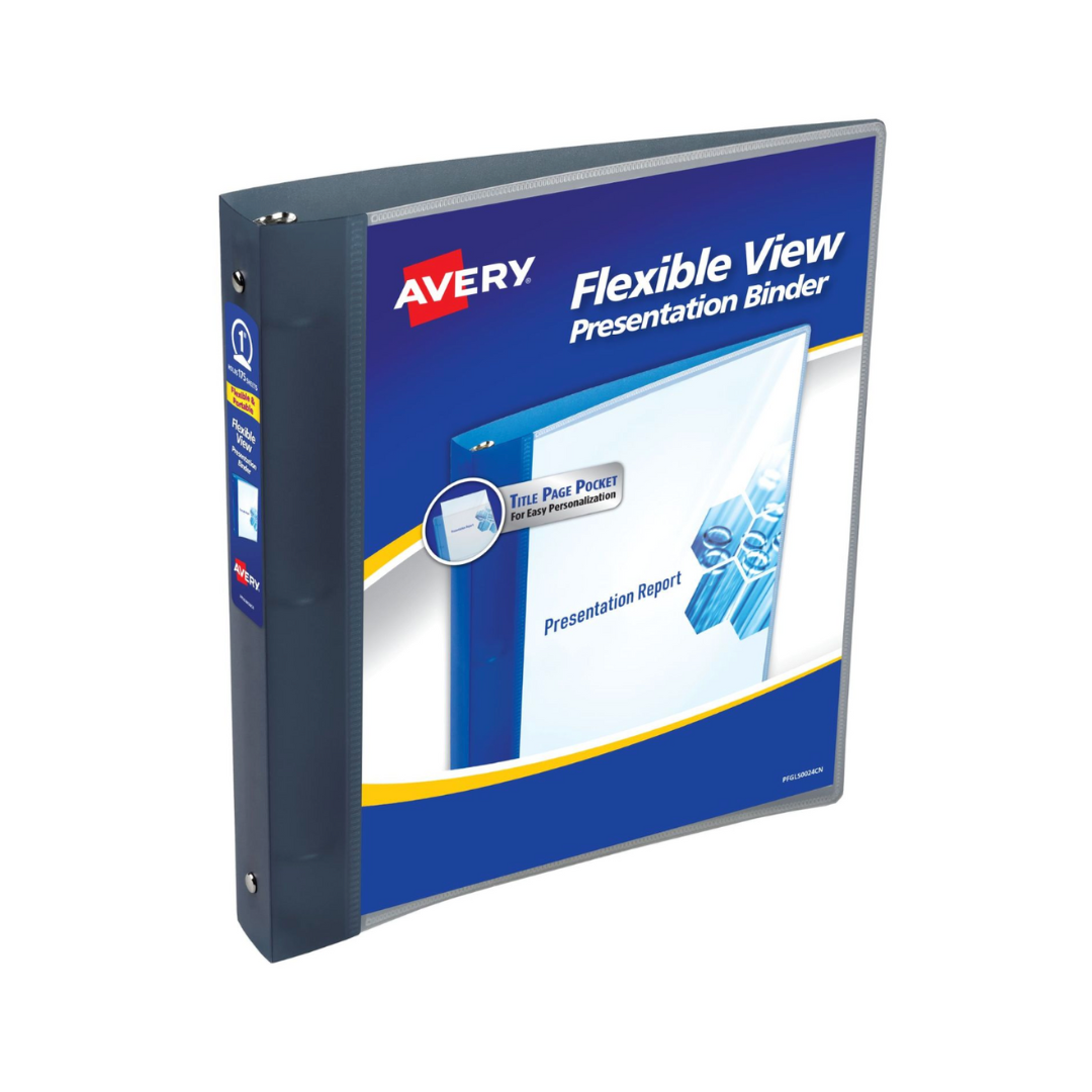 Folder Flexible para personalizar,  gris, anillos redondos de 1", capacidad para 175 hojas (17676)