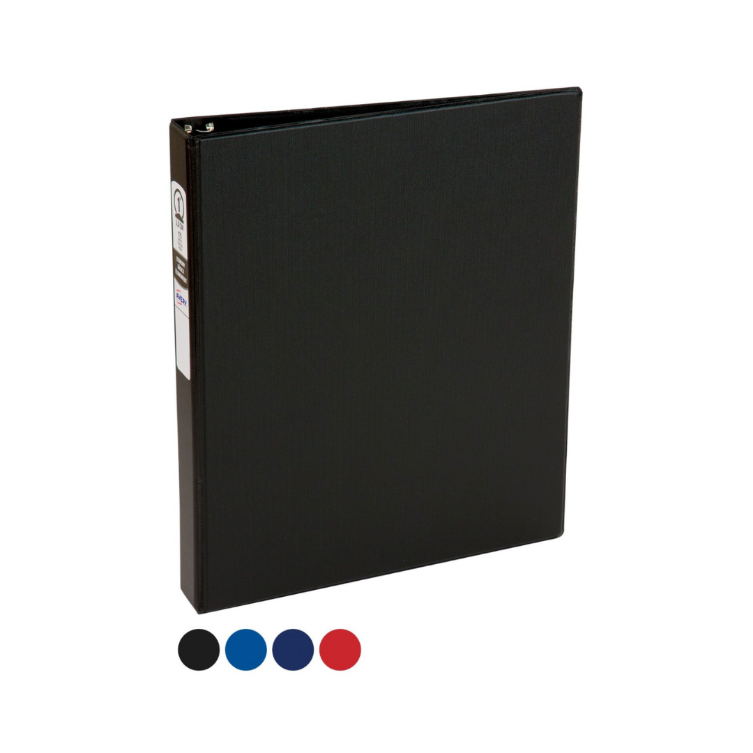 Folder económico negro, anillos redondos de 1", capacidad para 175 hojas (03301)