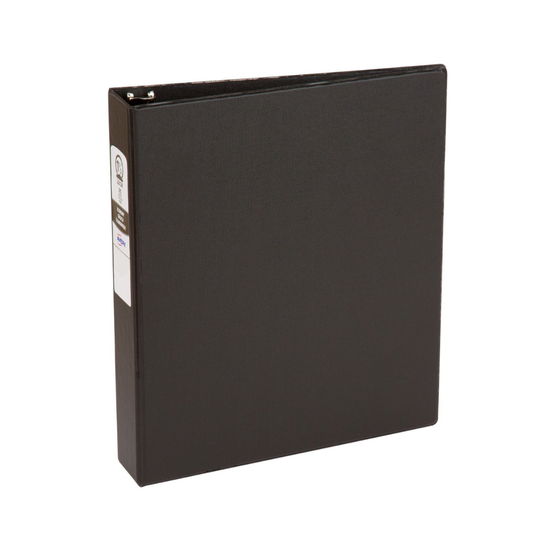 , Folder económico negro, anillos redondos de 1.5", capacidad para 275 hojas, negro (03401)