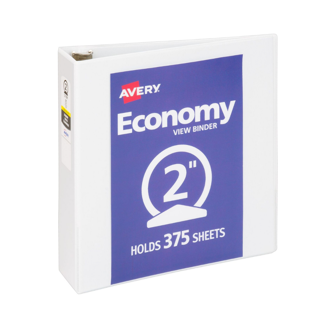 Folder económico para personalizar, blanco, anillos redondos de 2", capacidad para 375 hojas (05731)