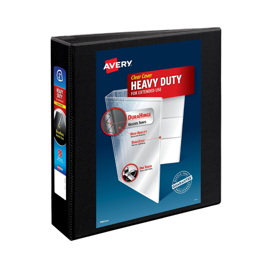 Folder de alta resistencia para personalizar,  negro, anillos un solo toque EZD® de 2", capacidad 530 hojas (05500)