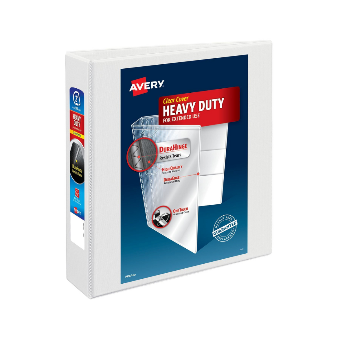 Folder de alta resistencia para personalizar blanco, anillos un solo toque EZD® de 1.5", capacidad 375 hojas (05504)