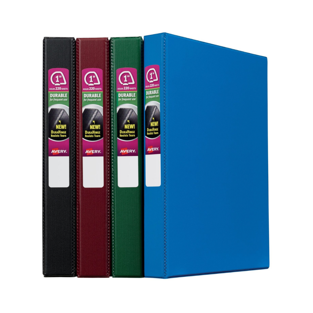 Folder Durable colores surtidos, anillos inclinados de 2", capacidad para 530 hojas, (11558)