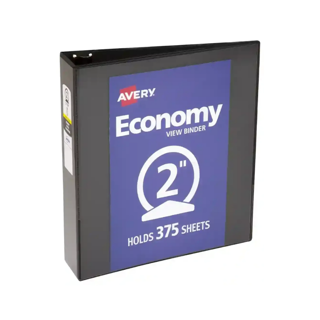 Folder económico, negro, anillos redondos de 2", capacidad para 375 hojas (05780)