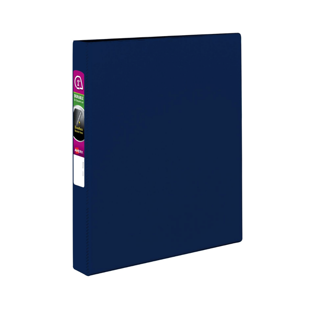 Folder Durable azul, anillos inclinados de 1", capacidad para 220 hojas, DuraHinge™ (27251)