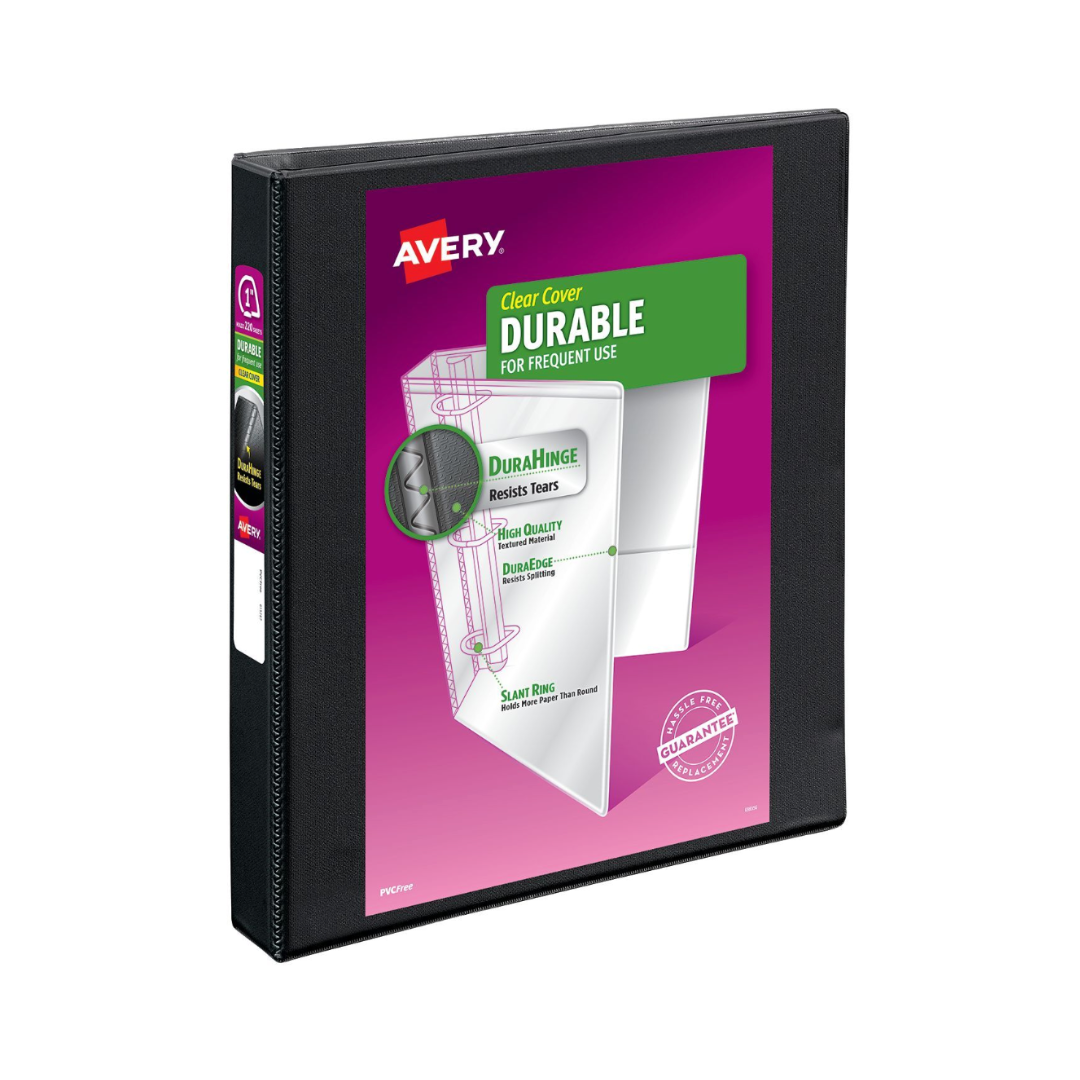 Folder Durable para personalizar, negro, anillos EZD de 1", capacidad para 275 hojas (09300)