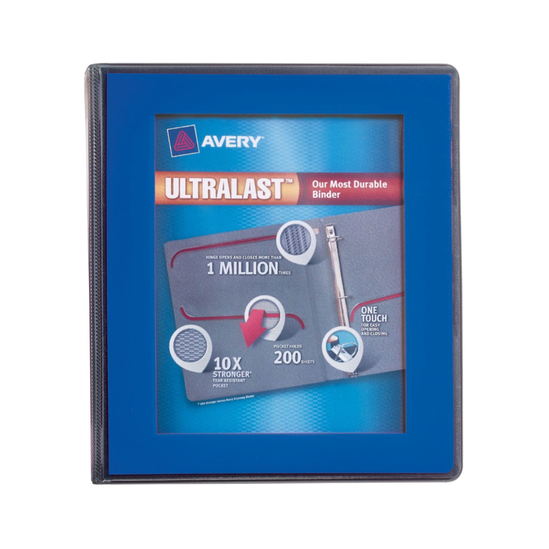 Folder Ultralast®, anillos inclinados de un toque de 1", capacidad para 275 hojas, azul (79740)