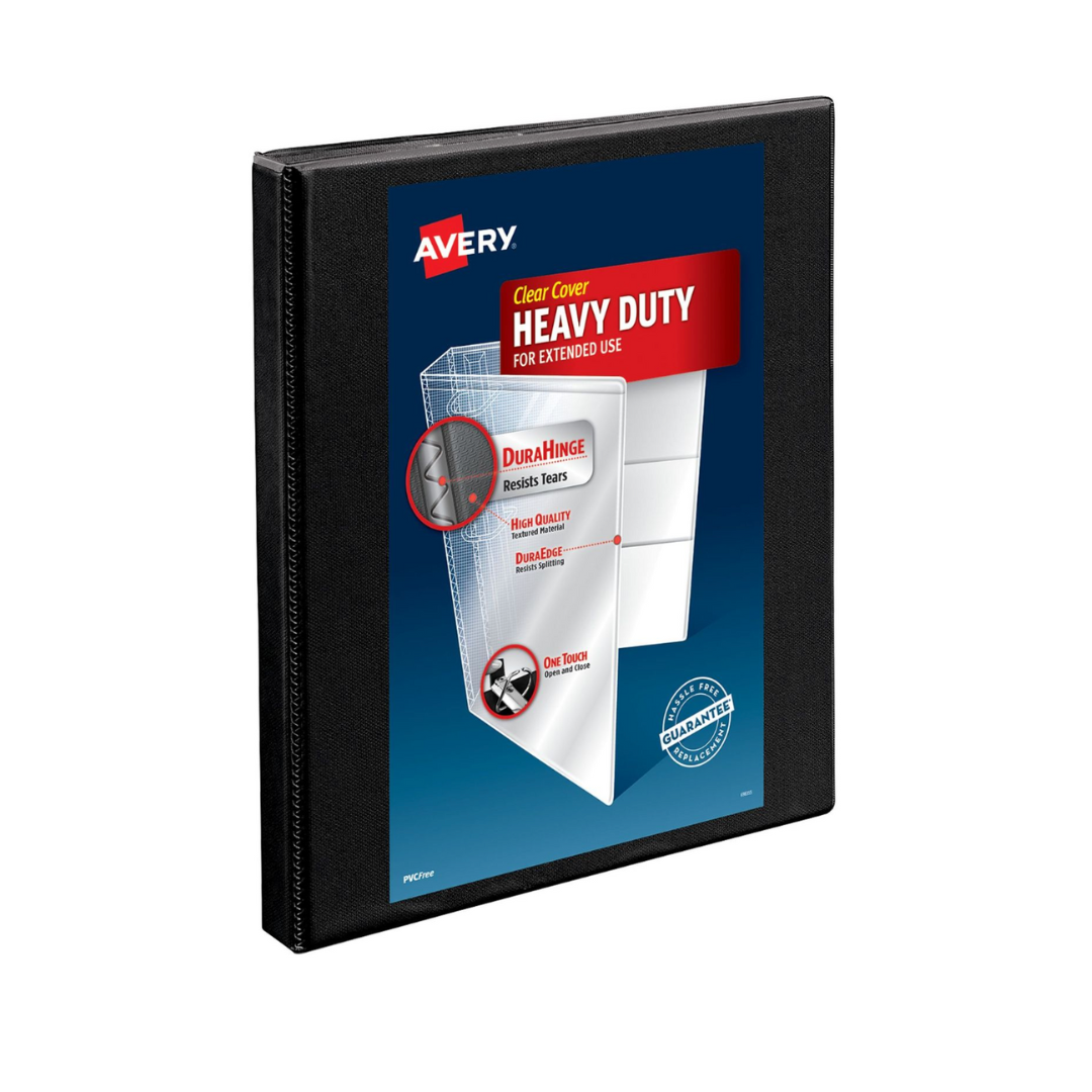 Folder de alta resistencia para personalizar negro, anillos inclinados 0.5", capacidad 135 hojas (05233)