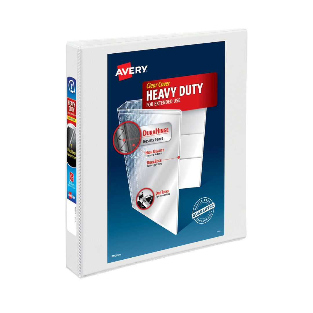Folder de alta resistencia para personalizar, blanco, anillos inclinados un solo toque EZD® de 1", capacidad 250 hojas  (05304)
