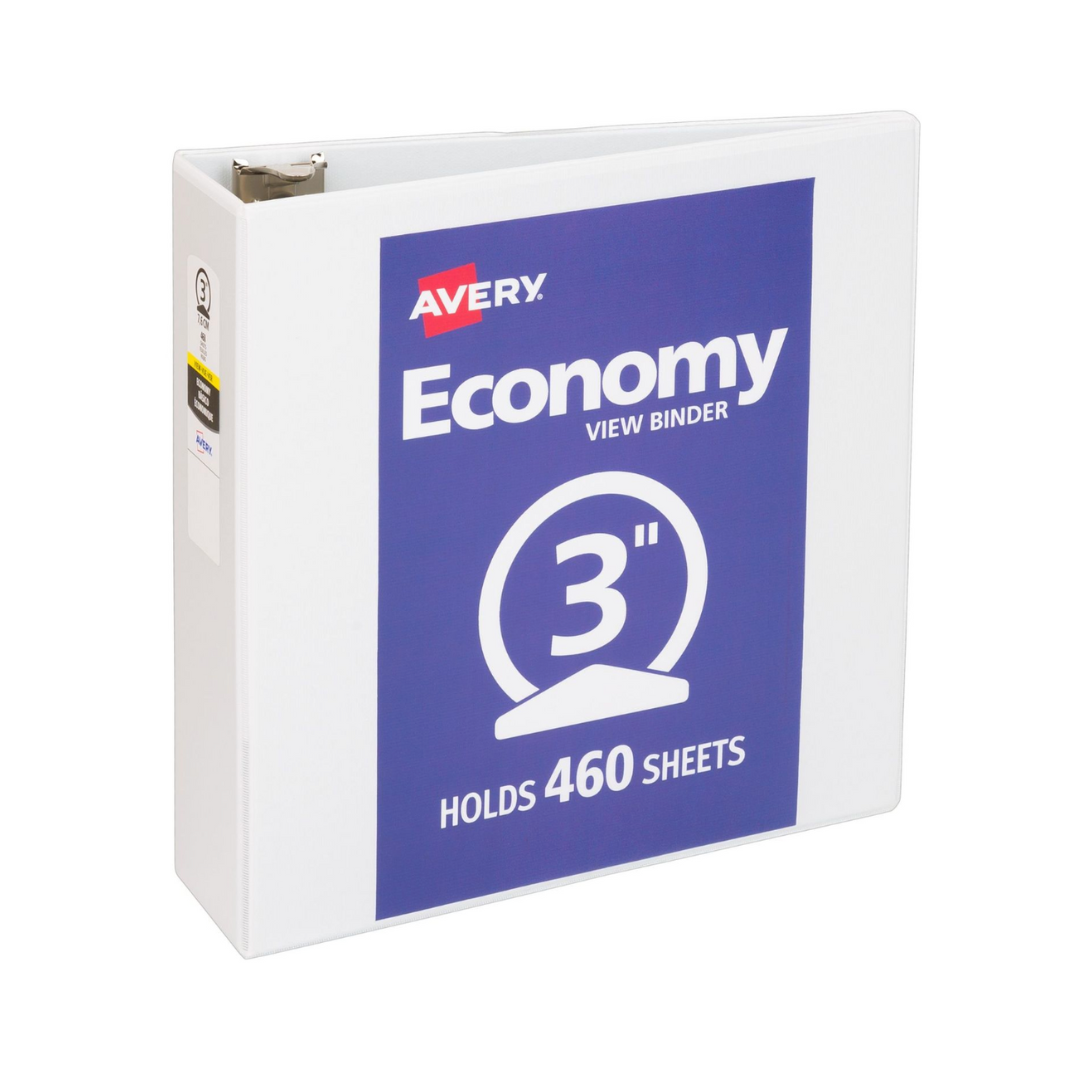 Folder económico para personalizar, blanco, anillos redondos de 3", capacidad para 460 hojas (05741)